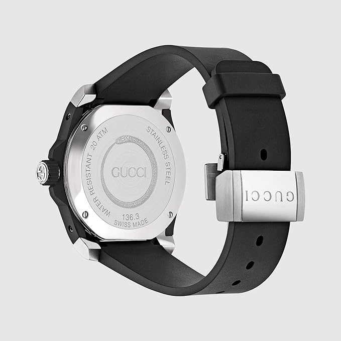 Gucci Dive Black Dial Black Rubber Men's Watch YA136323