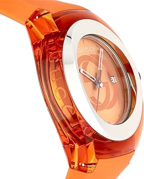 Gucci Orange Rubber Strap Men's Watch - YA137108