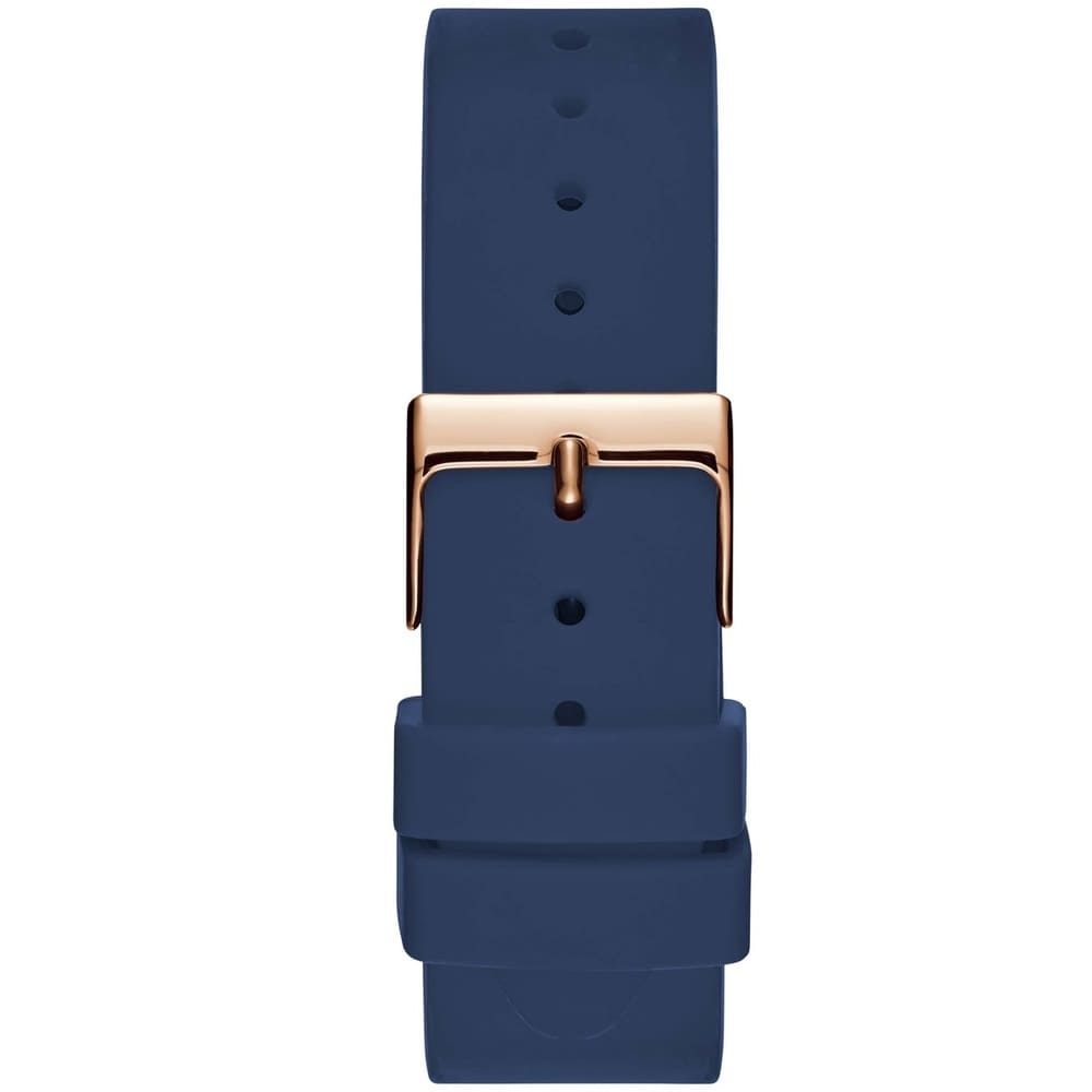 Guess 1135L3 navy blue silicone strap with rose gold buckle