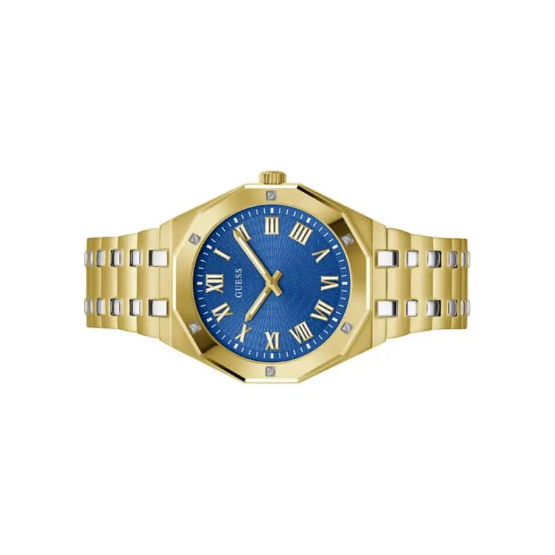 Guess Asset Quartz Blue Dial Gold Steel Strap Men Watch - GW0575G6