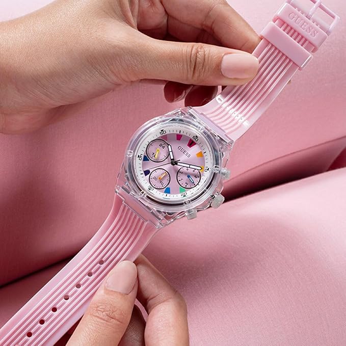 Guess Athena Quartz Pink Dial Ladies Watch - GW0438L7