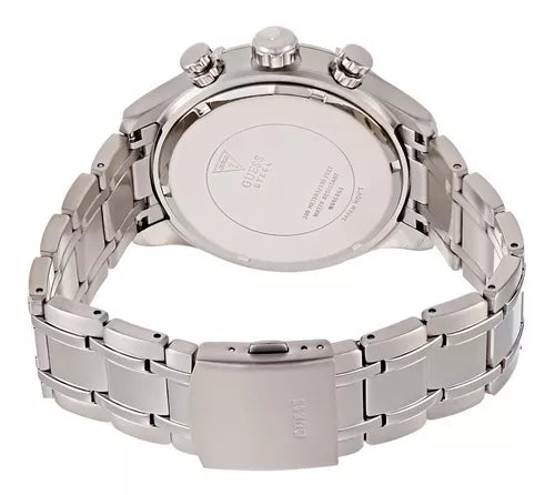 Guess Circuit Chronograph Black Dial Silver Steel Strap Men Watch - W0968G1