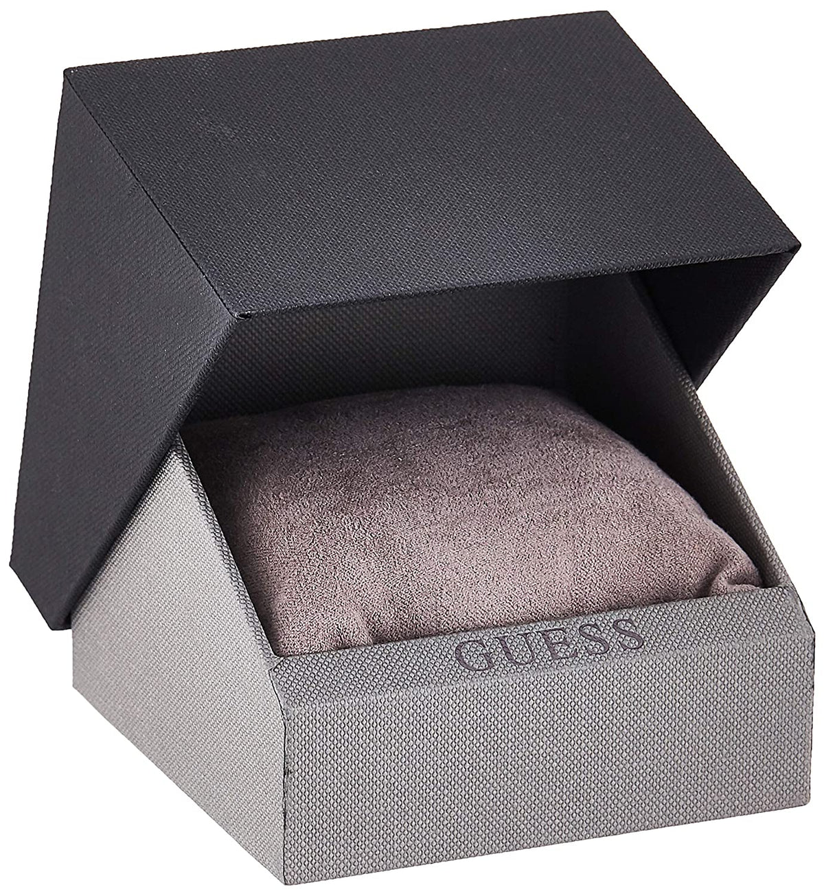 Guess watch packaging with gray and black gift box