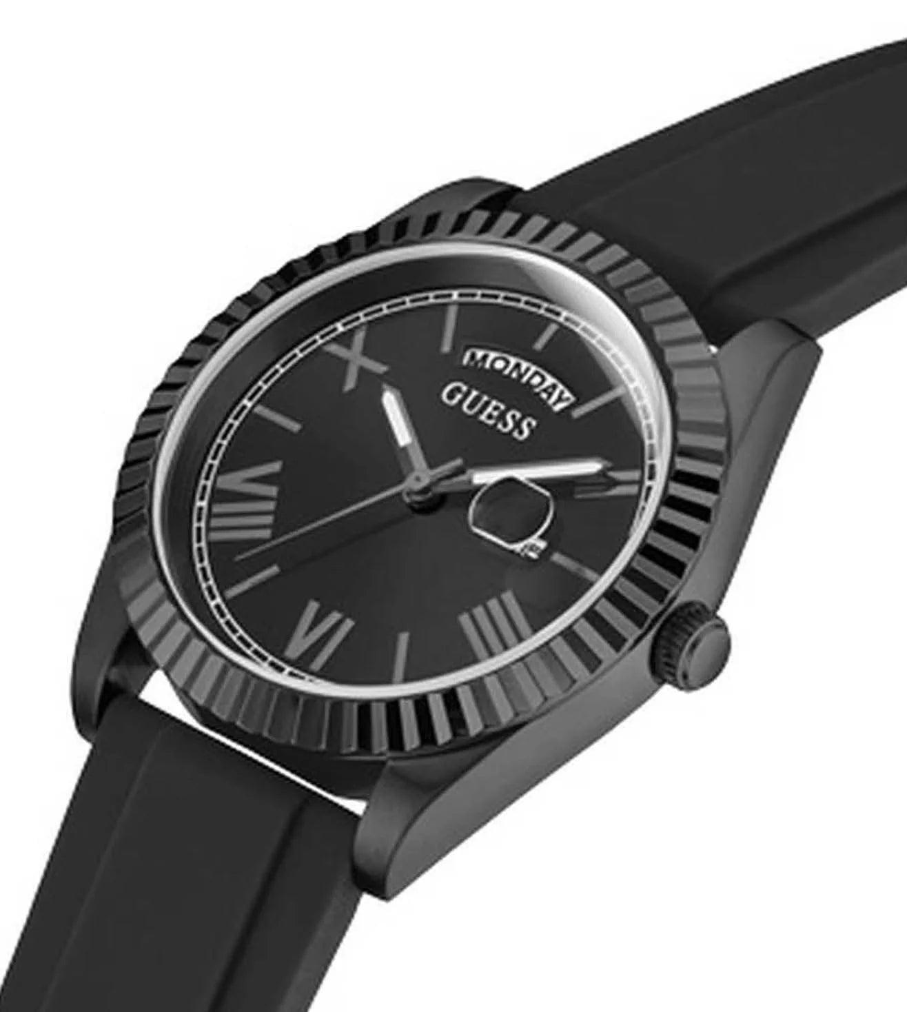 Guess Connoisseur Black Dial Black Silicone Strap Men Watch - GW0335G1