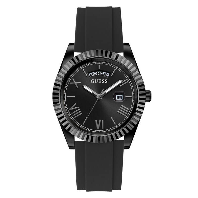 Guess Connoisseur Black Dial Black Silicone Strap Men Watch - GW0335G1
