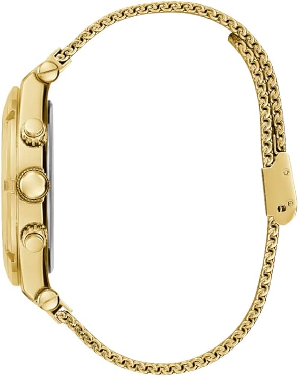 Guess Continental Chronograph Black Dial Gold Mesh Strap Men Watch - GW0582G2