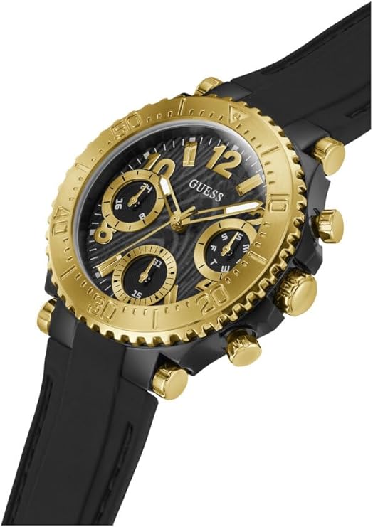 Guess Cosmic watch worn on wrist showing multifunction chronograph dial and subdials