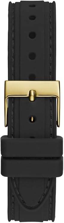 Black silicone strap with gold-tone buckle and adjustment holes
