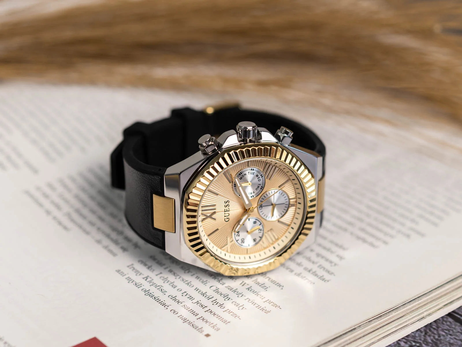 Guess Equity Gold Dial Men's Watch - GW0791G1