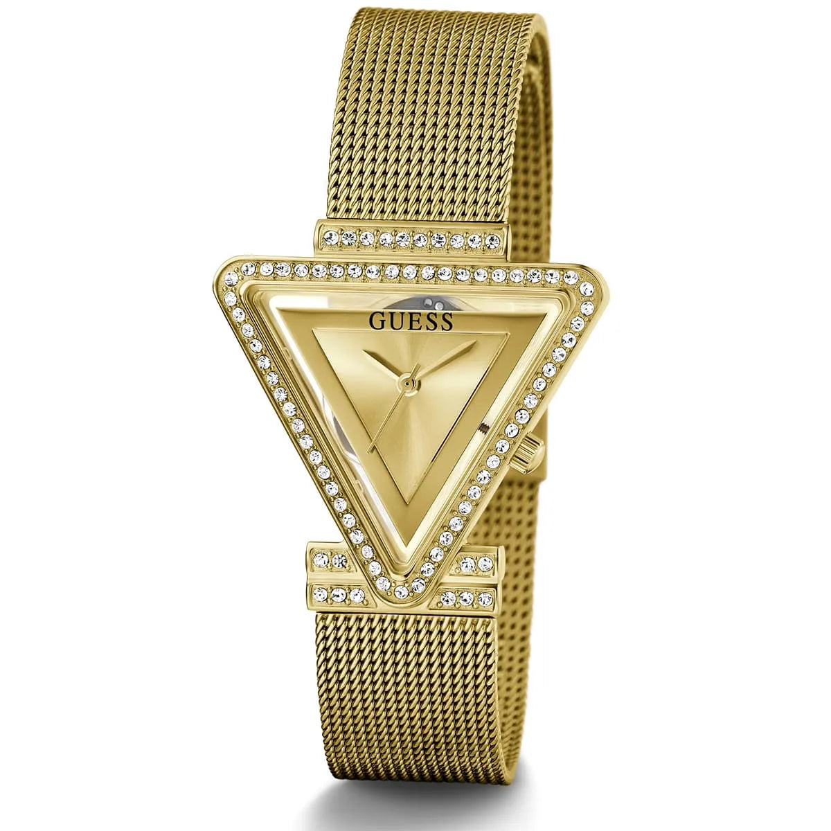 Guess Fame Gold Tone Triangular Crystal Ladies Watch - GW0508L2