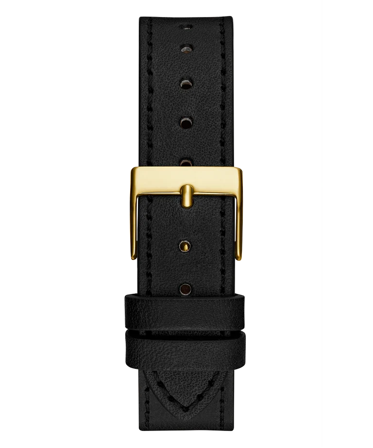 Guess Fame Quartz Gold Dial Black Leather Strap Women Watch - GW0548L3