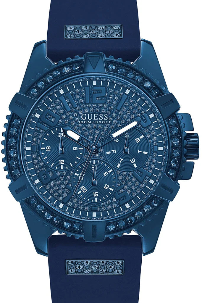 Guess Frontier Crystals Blue Dial Blue Silicon Strap Men Watch - W1132G4