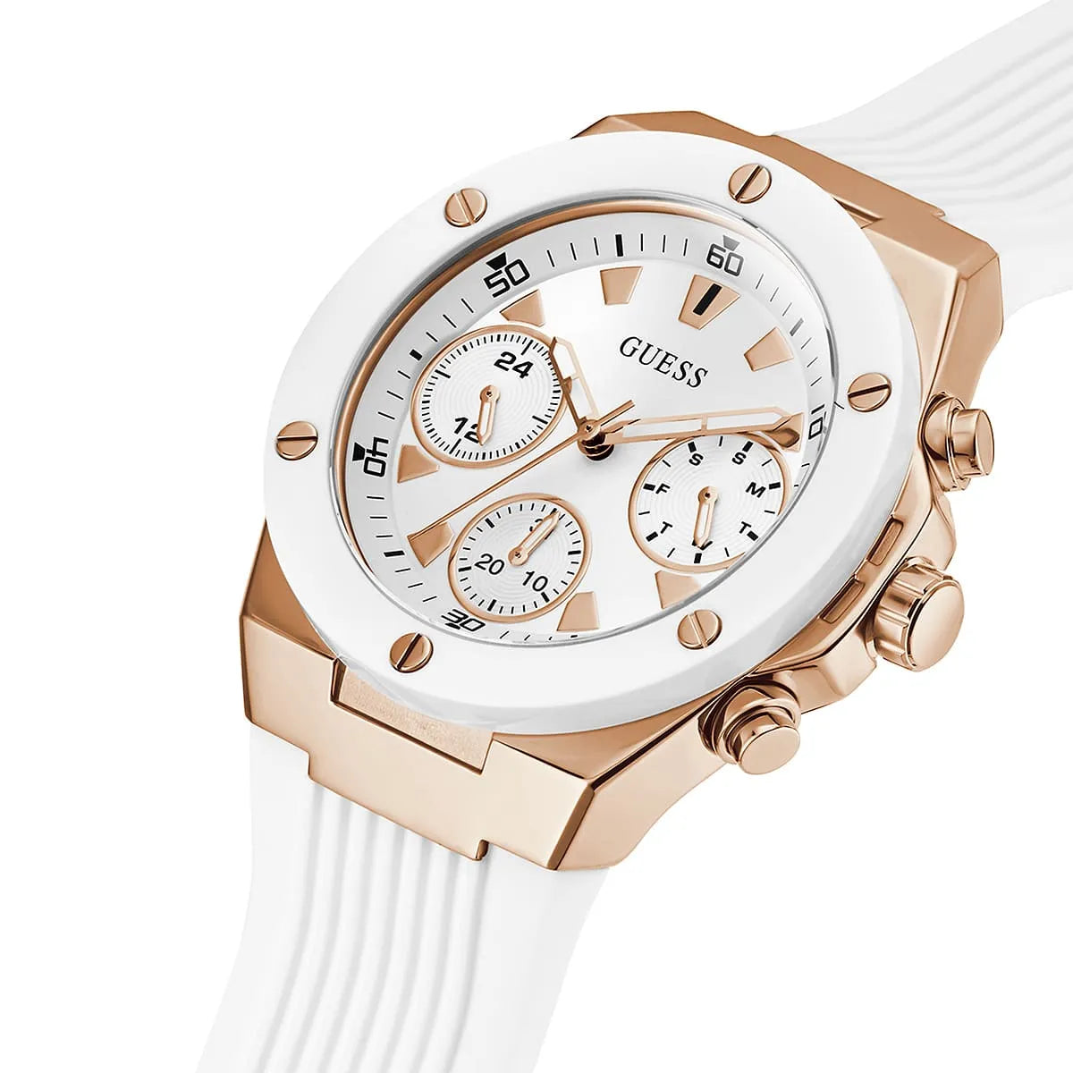 GUESS White Rose Gold Tone Multi-function Ladies Watch - GW0030L3