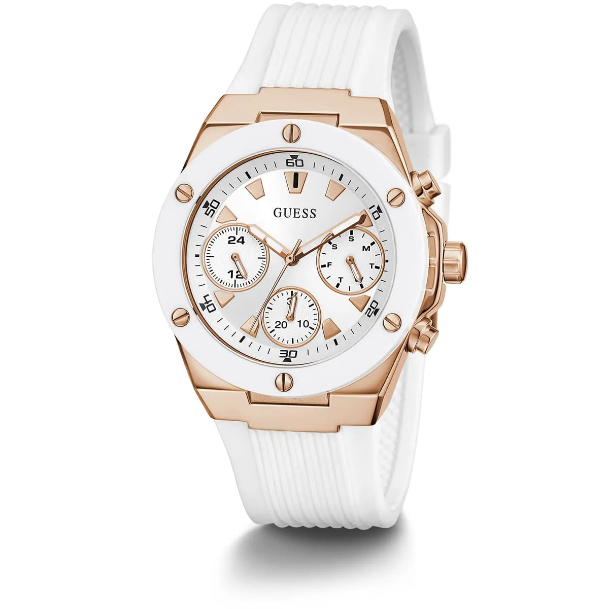 GUESS White Rose Gold Tone Multi-function Ladies Watch - GW0030L3