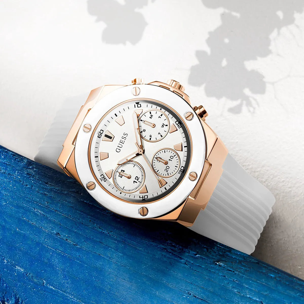GUESS White Rose Gold Tone Multi-function Ladies Watch - GW0030L3