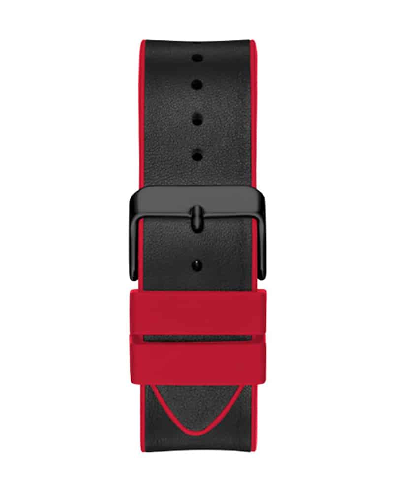 Guess Phoenix red and black silicone leather strap with black buckle and adjustment holes