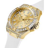Guess Baguette Crystals Gold Dial Men Watch - GW0208G3
