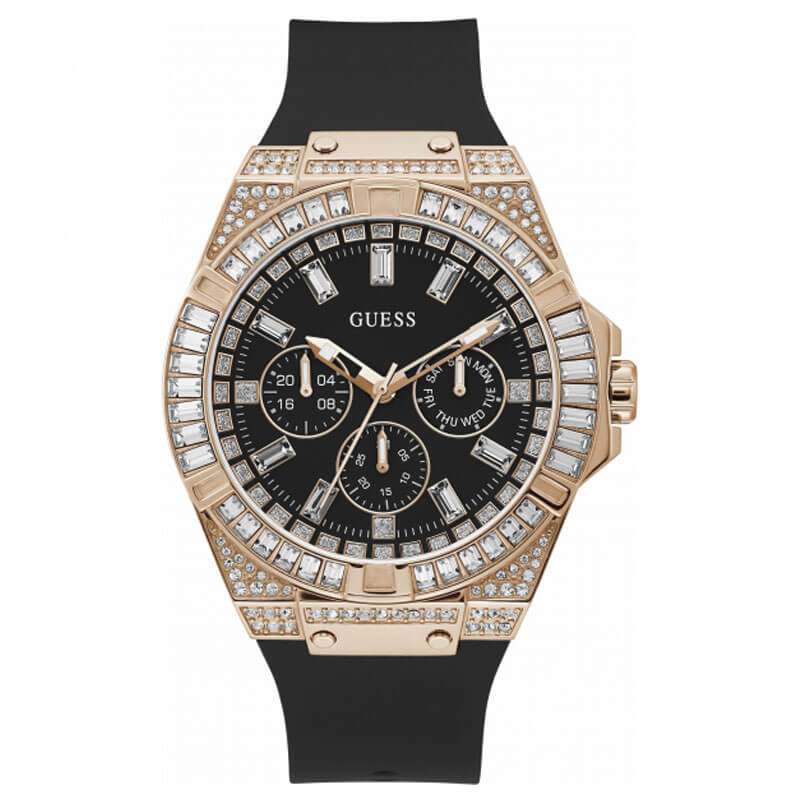 Guess Quartz Black Silicone Strap Black Dial 47mm Men's Watch - GW0208G4