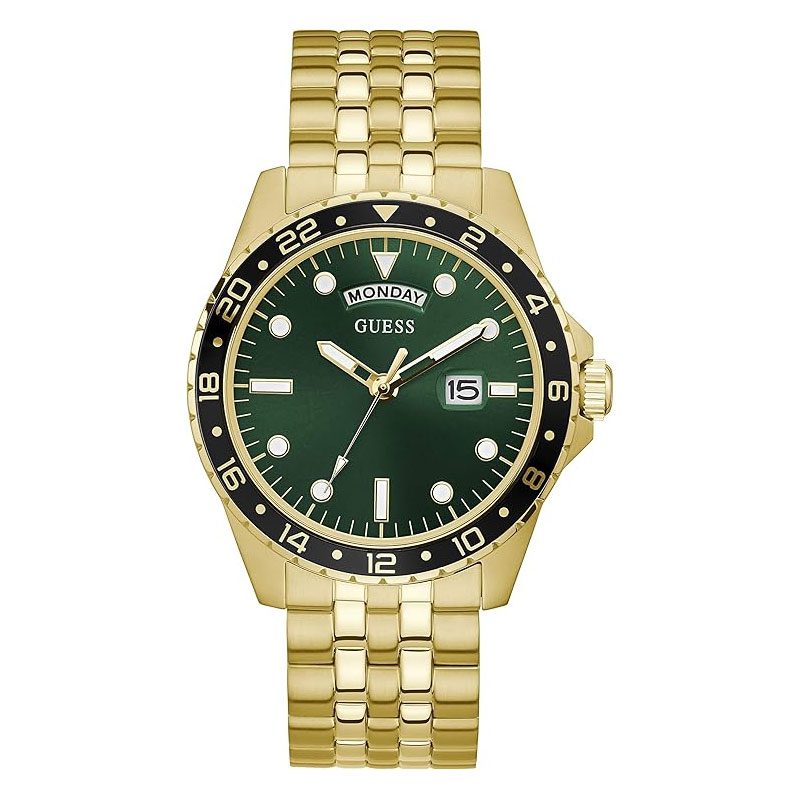 GUESS Gold Tone Day/Date 44mm Mens Watch - GW0220G2