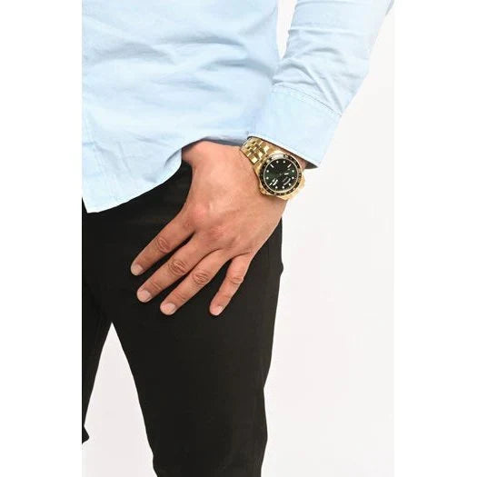 GUESS Gold Tone Day/Date 44mm Mens Watch - GW0220G2