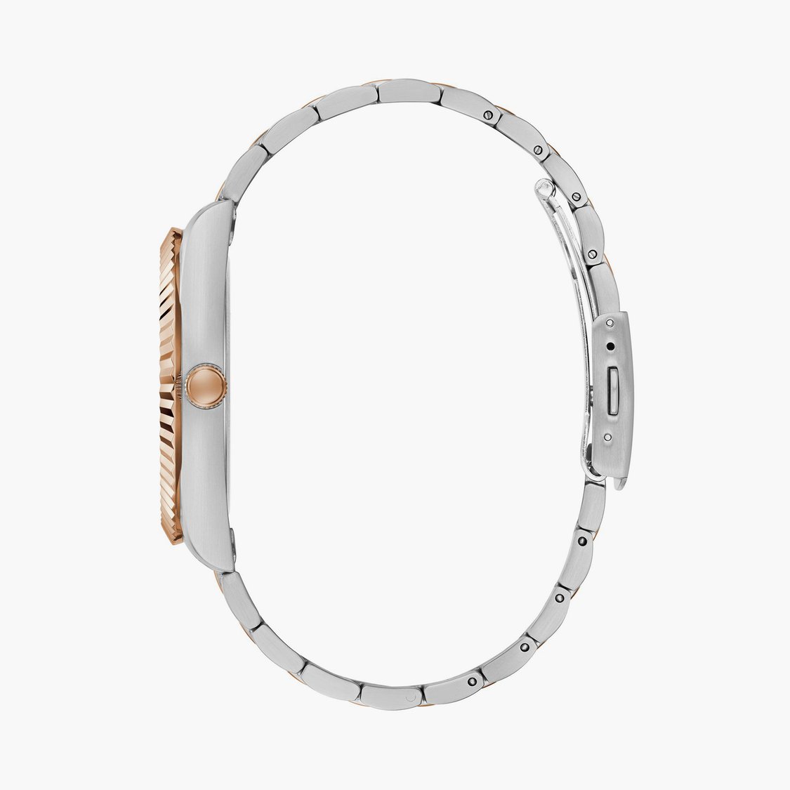 Two-tone silver and rose gold metal bracelet of GUESS GW0265G13 with fold-over clasp