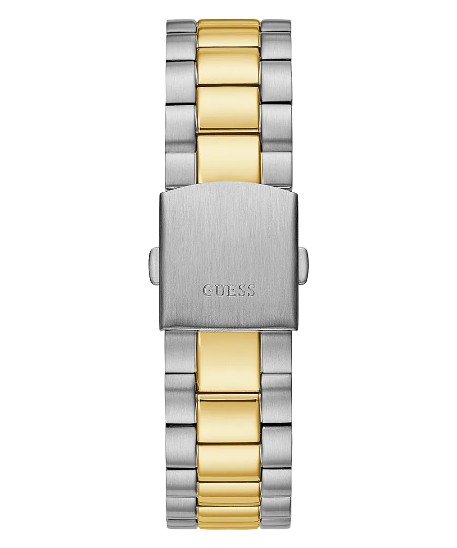 Guess GW0265G8 watch strap and clasp detail showing silver-gold two-tone metal links