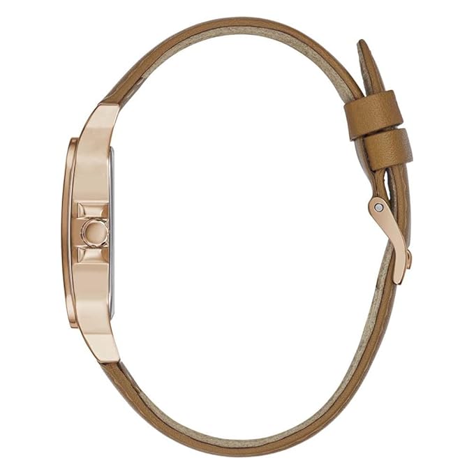 Guess Silver Dial and Brown Leather Strap Ladies Watch - GW0309L3