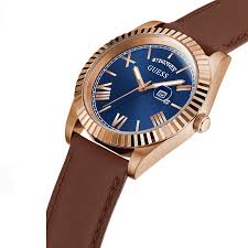 Guess Eco-Friendly Brown Leather Recycled Ultra Suede Strap Watch - GW0353G2