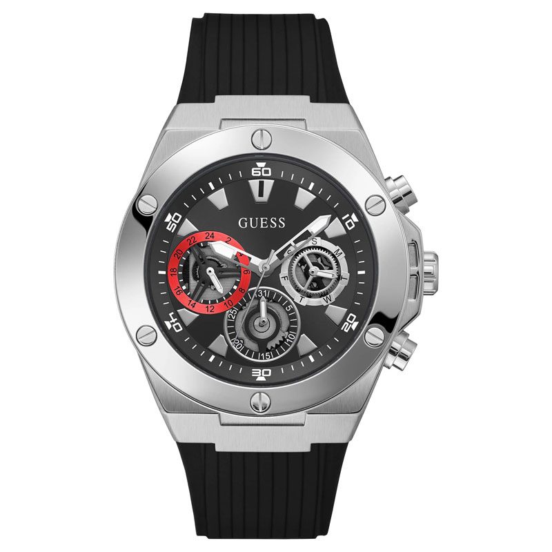 Guess Multifunction Grey Dial Silicone Belt Men's Watch - GW0417G3