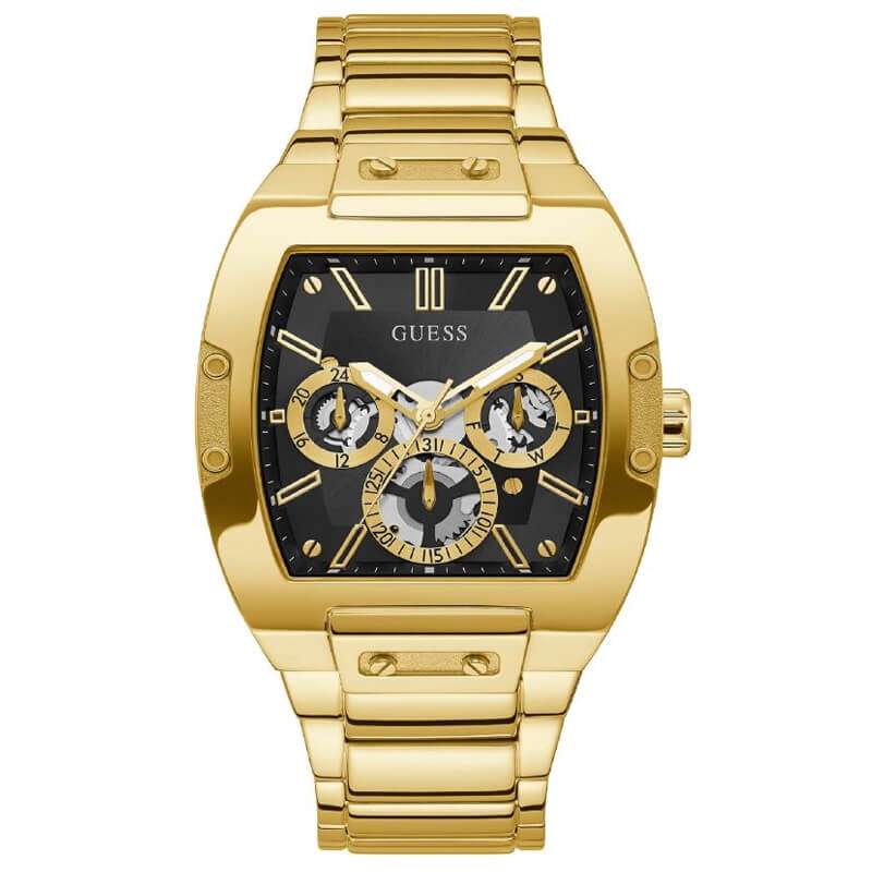 Guess Gold Tone Stainless Steel Black Dial Mens Watch - GW0456G1