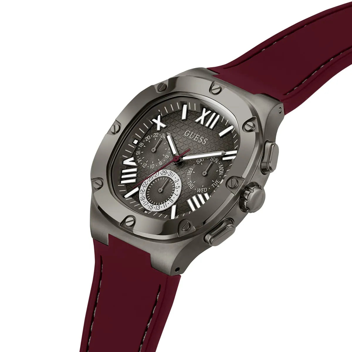 GUESS 42mm Red Strap Gunmetal Men's Watch - GW0571G4
