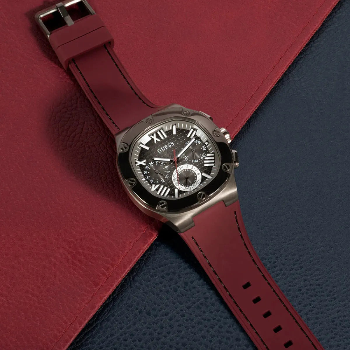 GUESS 42mm Red Strap Gunmetal Men's Watch - GW0571G4