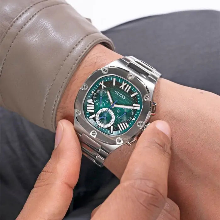 GUESS Silver Tone Multi-function Mens Watch - GW0572G6