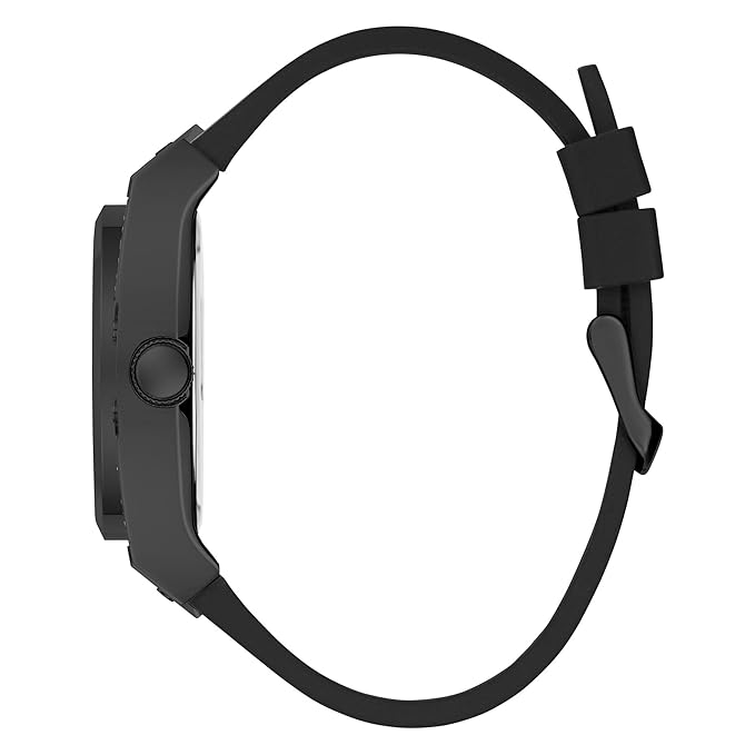 Side view of Guess GW0623G3 watch with black rubber strap