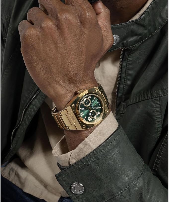Guess Gold Rectangle Dial Multi-function Men Watch - GW0624G2