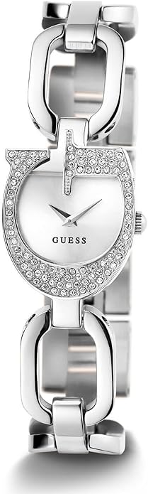 GUESS GW0683L1 front view with crystal-set horseshoe-shaped bezel
