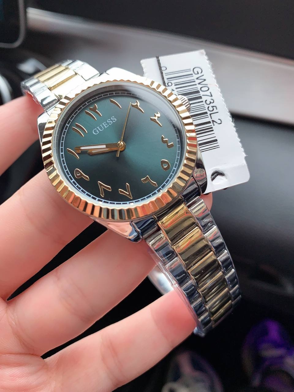 GUESS Brass Dial & Stainless Steel Bracelet Style Straps Analog Women Watch - GW0735L2