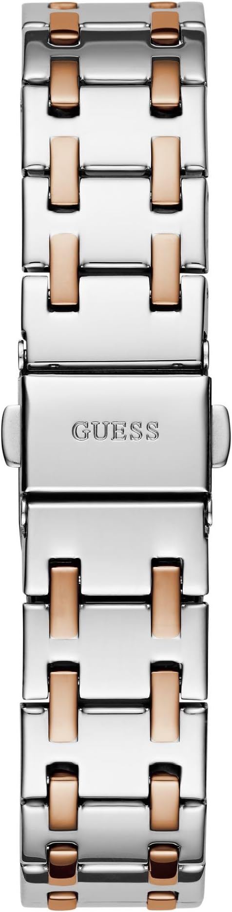 GUESS two-tone stainless steel link bracelet with rose gold accents