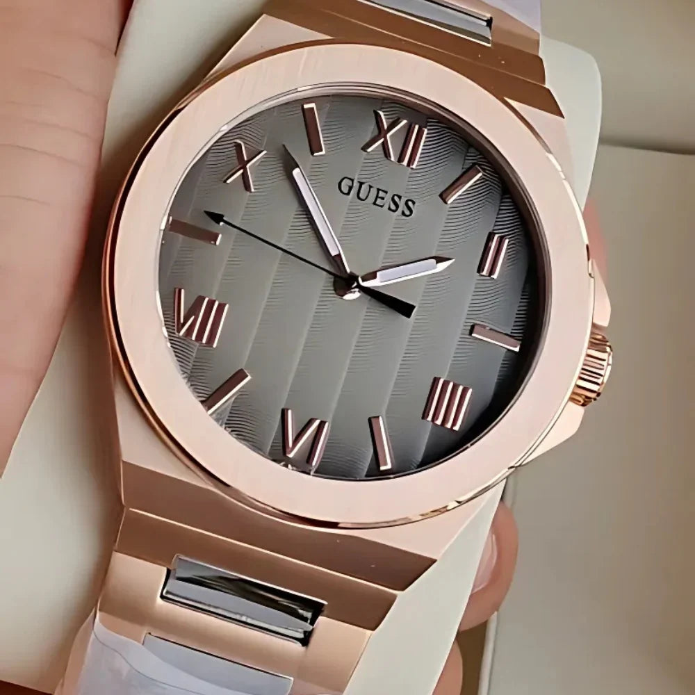GUESS Rose Gold Tone Grey sunray finish Dial Men's Watch - GW0789G3