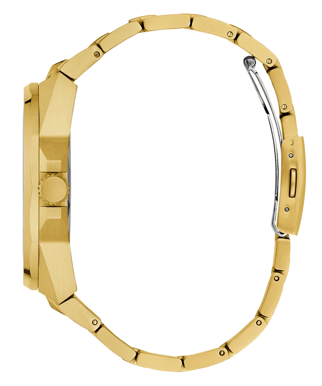 GUESS GW0798G2 gold tone link bracelet with adjustable links and deployment clasp