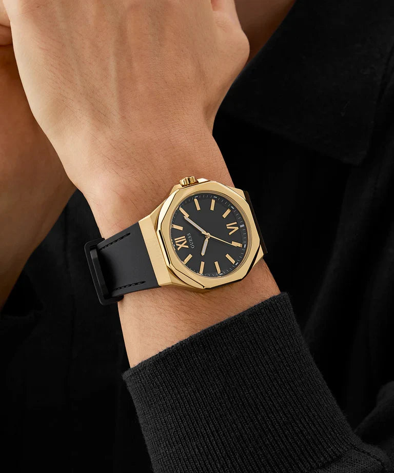 GUESS Black Gold Tone Analog Mens Watch - GW0850G2
