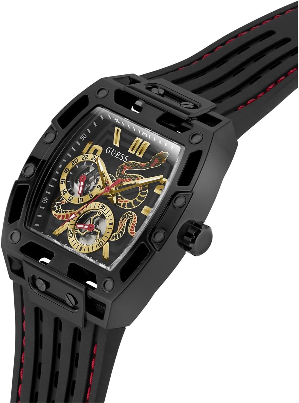 GUESS Black Silicone & Multicolor Dial Men's Watch - GW0857G1