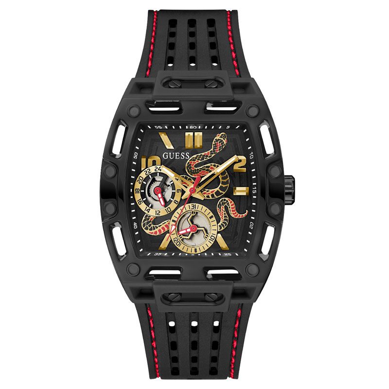 GUESS Black Silicone & Multicolor Dial Men's Watch - GW0857G1