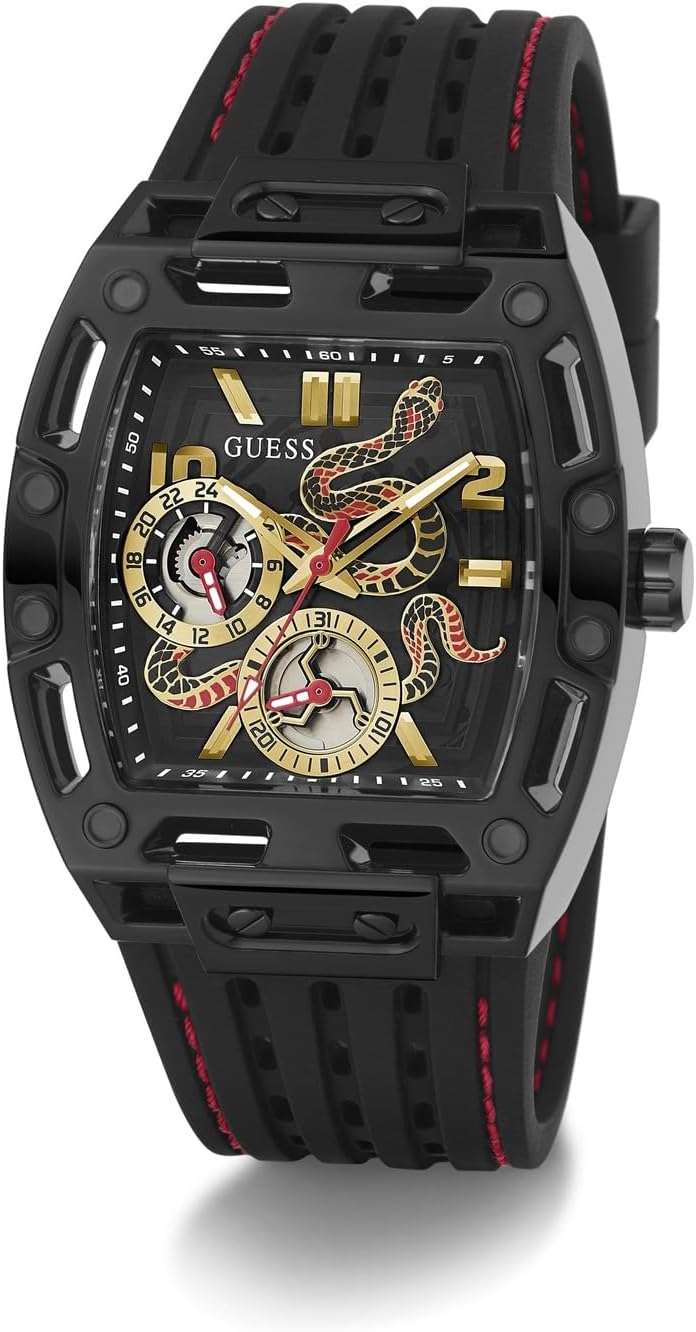 GUESS Black Silicone & Multicolor Dial Men's Watch - GW0857G1