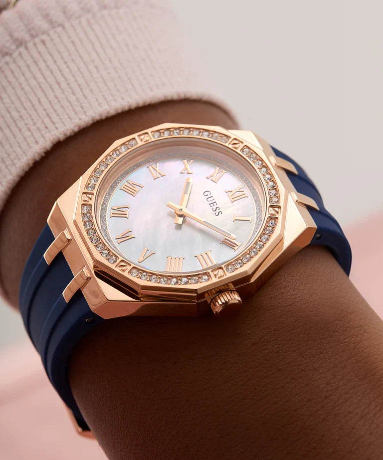 GUESS Blue Rose Gold Tone Analog Ladies Watch - GW0872L3