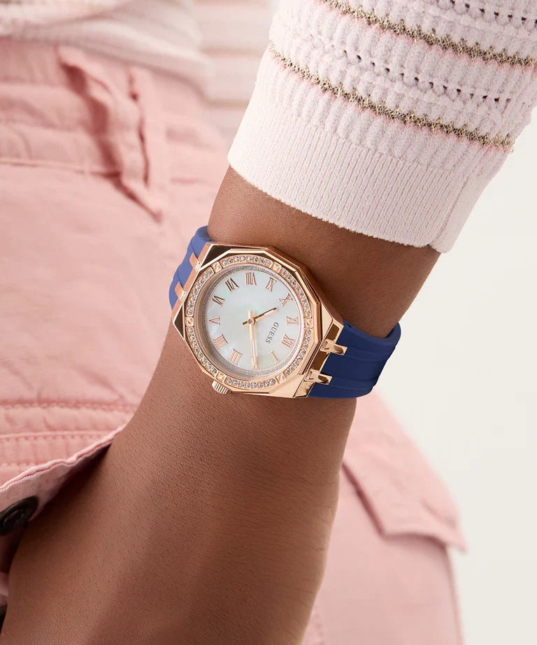 GUESS Blue Rose Gold Tone Analog Ladies Watch - GW0872L3
