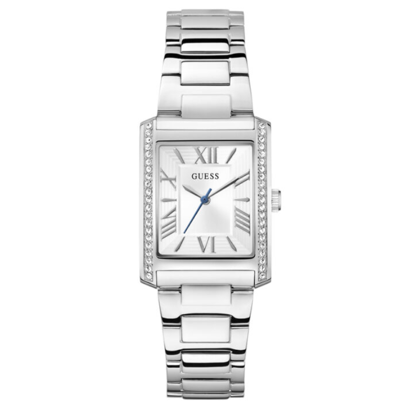 Guess Silver-Tone Crystal Square Analog Watch - GW0874L1