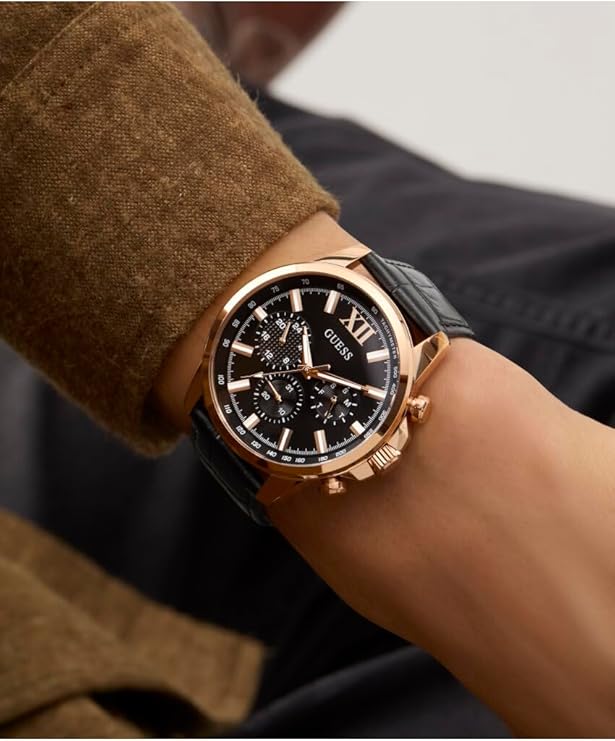Guess Gents Black and Gold-Tone Multi-Function Men's Watch - GW0901G5