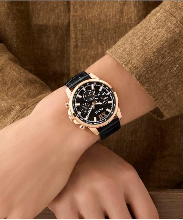 Guess Gents Black and Gold-Tone Multi-Function Men's Watch - GW0901G5