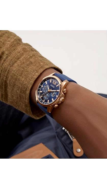GUESS Blue Rose Gold Tone Multi-function Mens Watch - GW0913G1